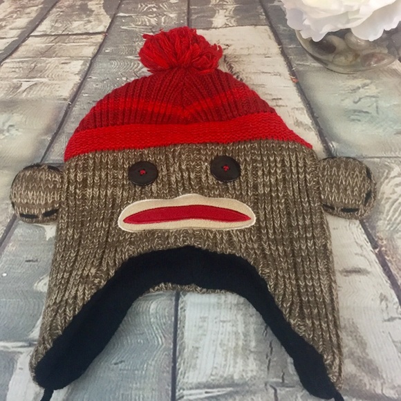 Sock monkey beanie hat Clearance